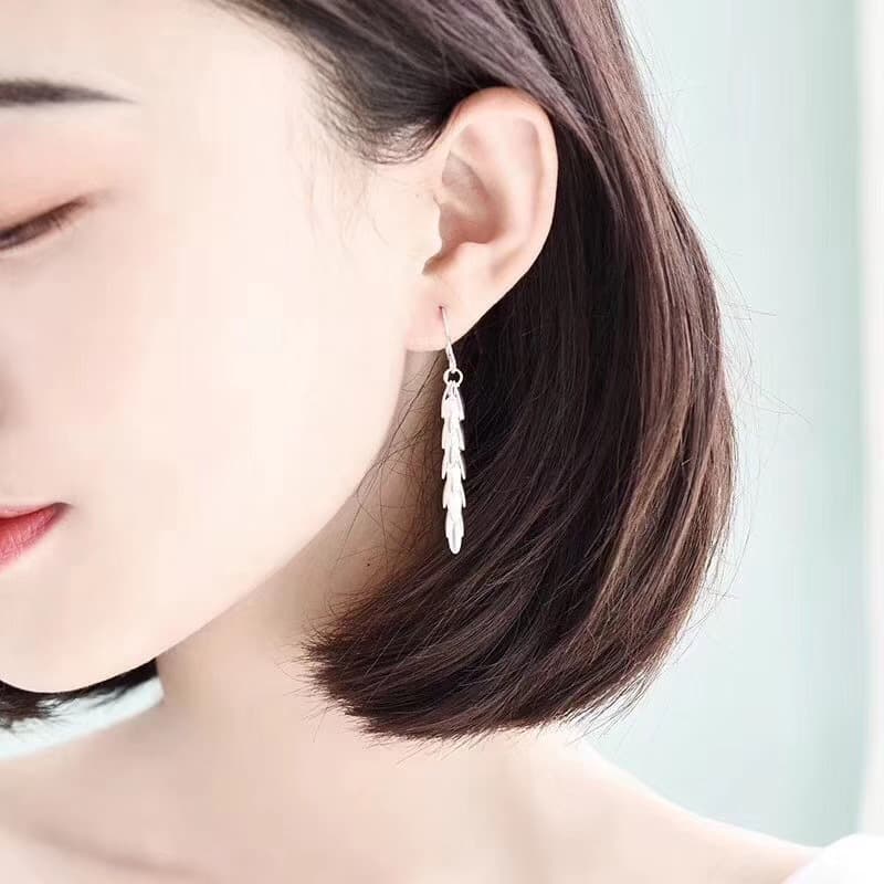 No. 5726 990 pure silver wheat ear tassel earrings, elegant high-end fashion minimalist versatile