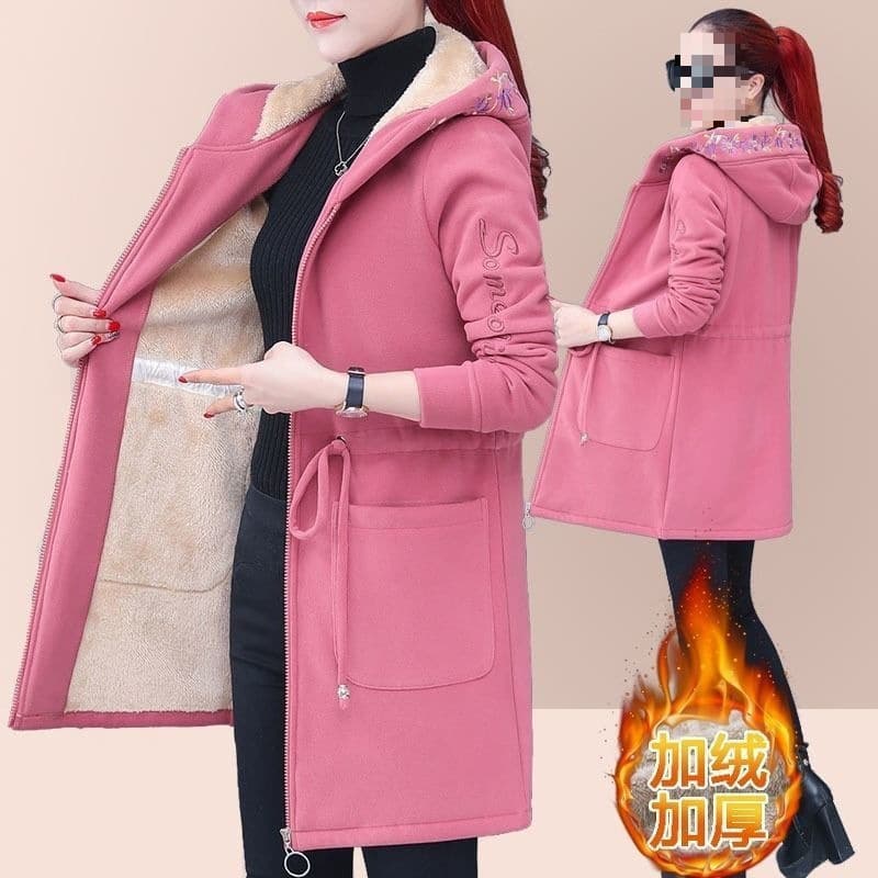 Fleece-Lined Thick Lamb Wool Coat for Women 2026 New Autumn Winter Plus Size Loose Mid-Length Cardigan Sweatshirt