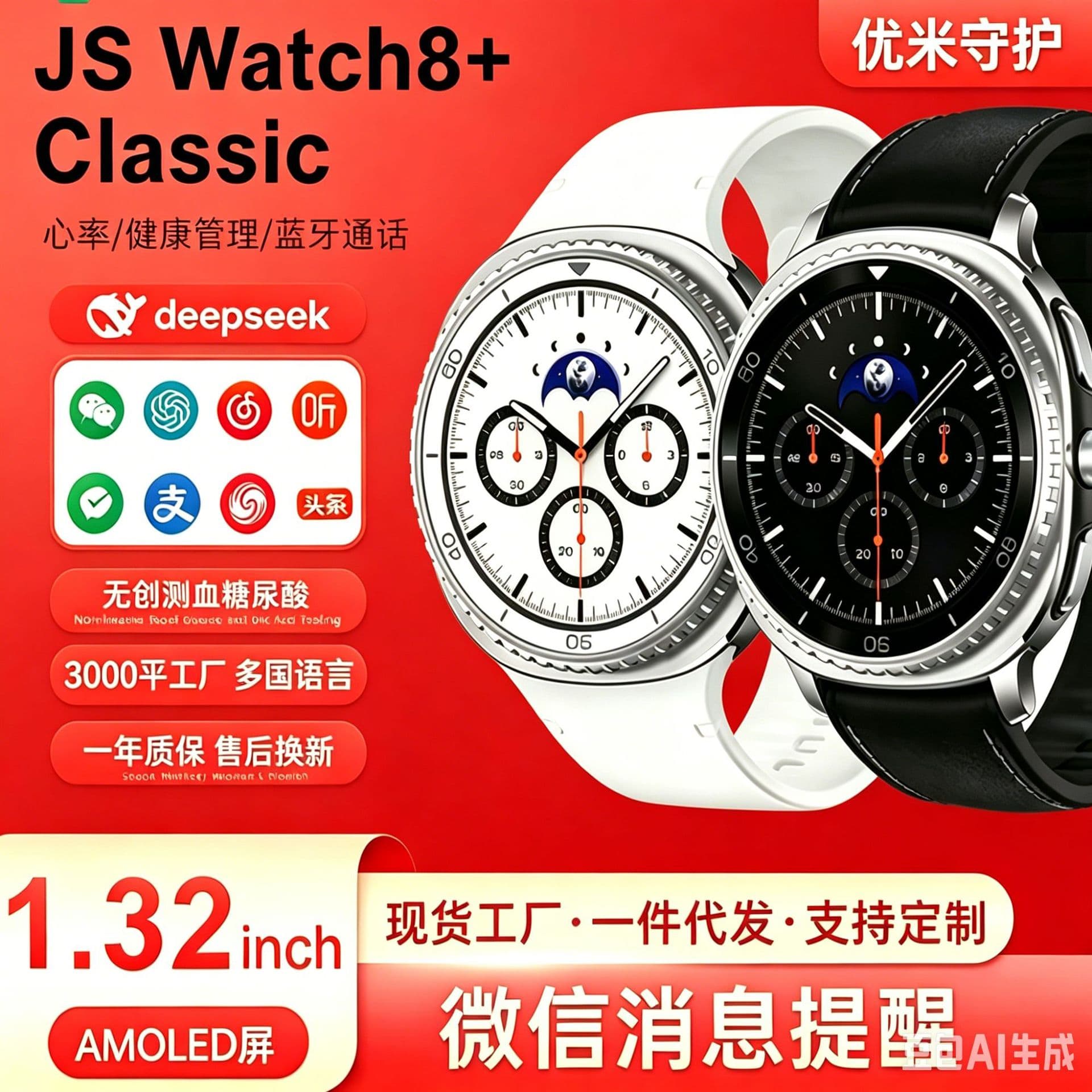 Customized Watch8 Ultra Amazon’s popular smart watch Watch8 Classic Bluetooth health watch