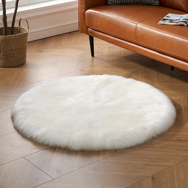 Wool carpet bedside thickened round carpet Australian whole sheepskin fur integrated bedroom carpet round F^