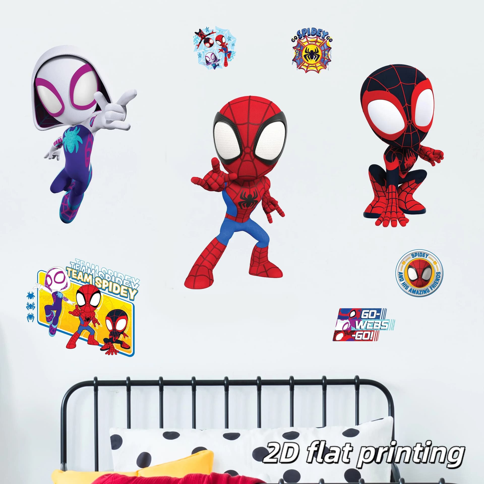 Spider-Man and His Amazing Friends Wall Sticker Gwen Peter Miles Boys Bedroom Atmosphere Makeover