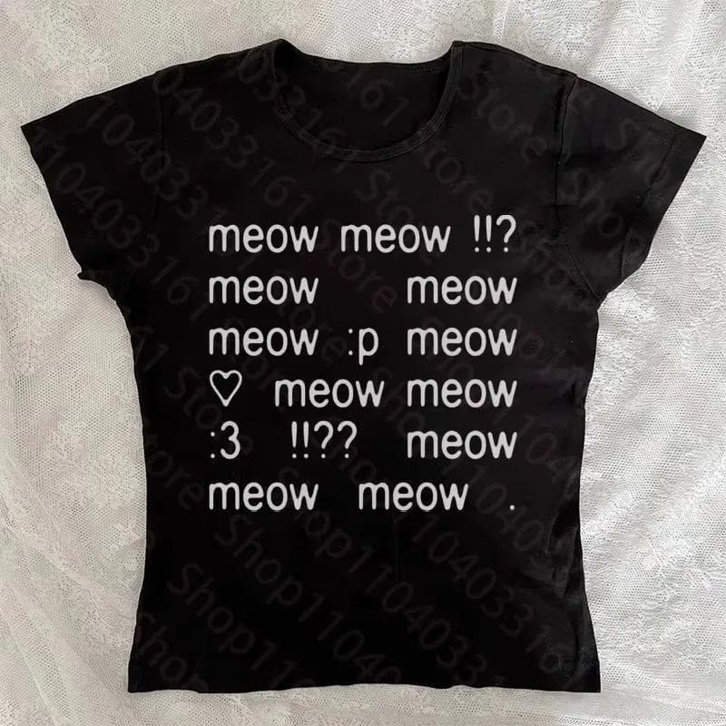 Ouma Cotton Letter Graphic Print Grunge Vintage Short Sleeve T-Shirt