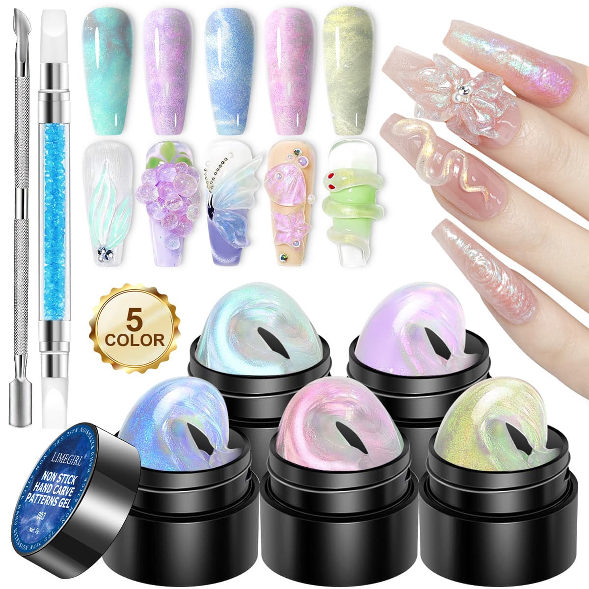LIMEGIRL manicure non-stick extension glue can be pinched with light carving nail polish shaping phototherapy glue set
