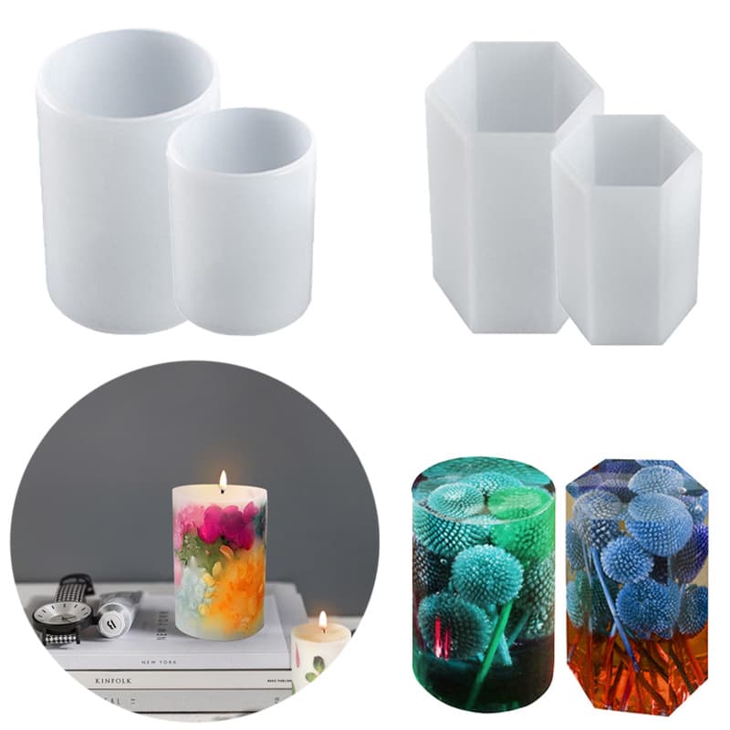 Multi-specification cylindrical scented candle mold crystal glue DIY hexagonal candle cup gypsum resin ornament