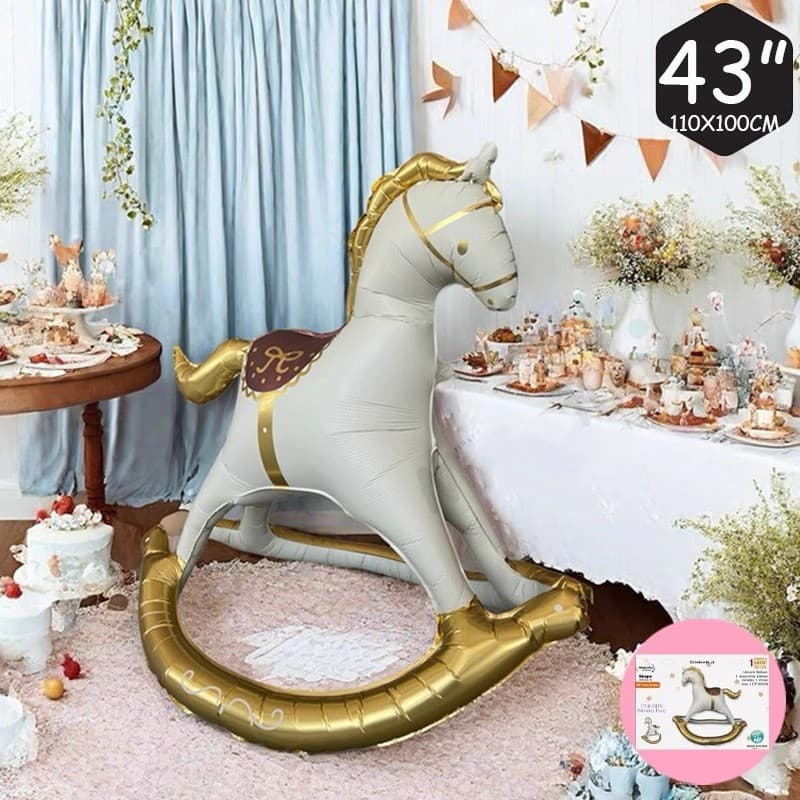 New Card-Packaged Birthday Matte Vintage Unicorn Rocking Horse Birthday Party Backdrop Decoration Aluminum Film Balloon