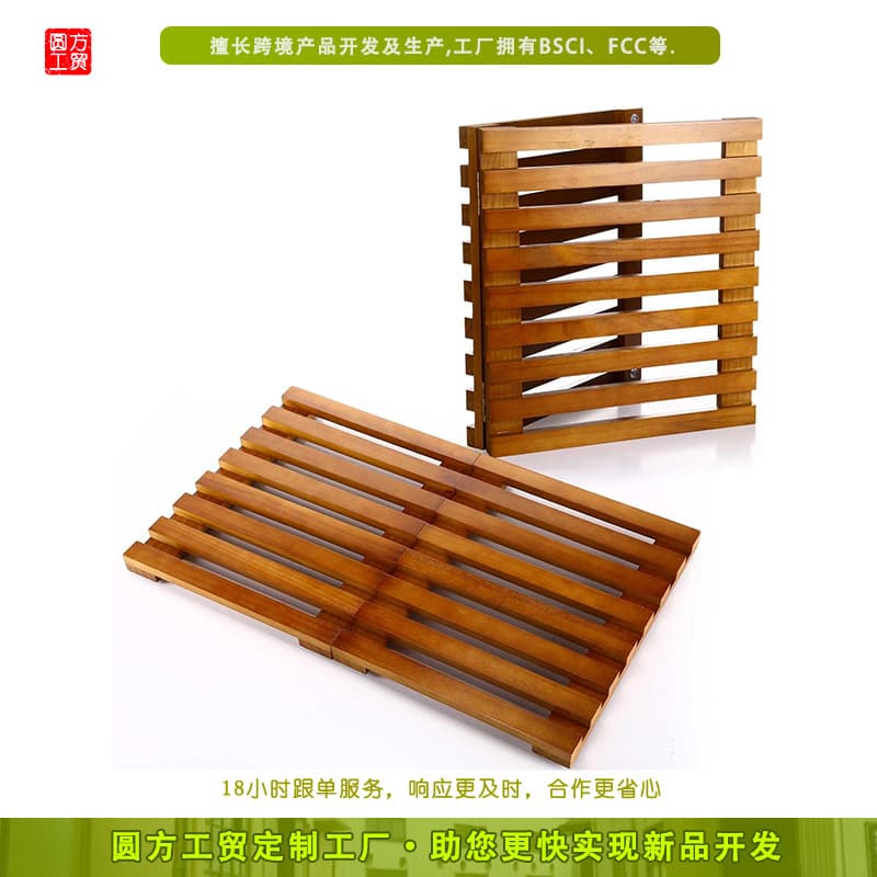 Amazon New Bamboo Bathroom Foot Mat Waterproof Anti-Slip Wooden Bath Mat for Bathroom Doorway Use