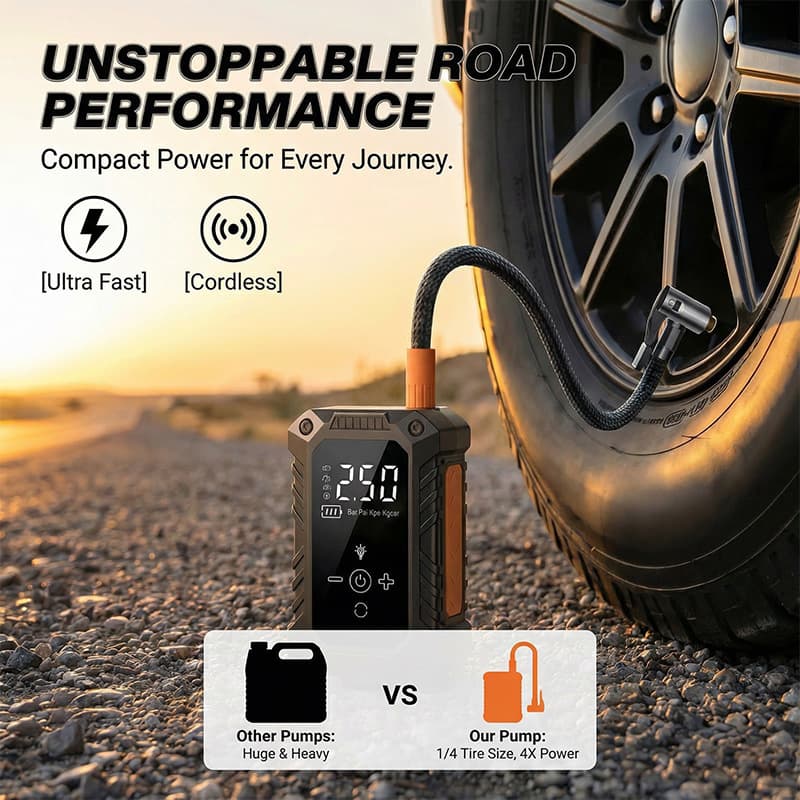Car air pump portable car electric wireless belt tire pressure measuring air pump car tire air pump