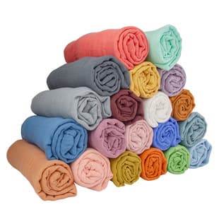Amazon Hot Selling Bamboo Cotton Dyed Muslin Bath Towel, Baby Swaddle Wrap, Infant Receiving Blanket, Solid Color Swaddle