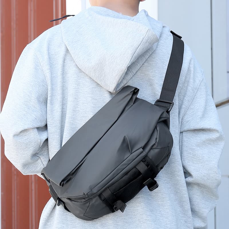 Men's Functional Crossbody Bag Water-Resistant iPad Chest Bag Motorcycle Shoulder Bag Magnetic Waterproof Portable