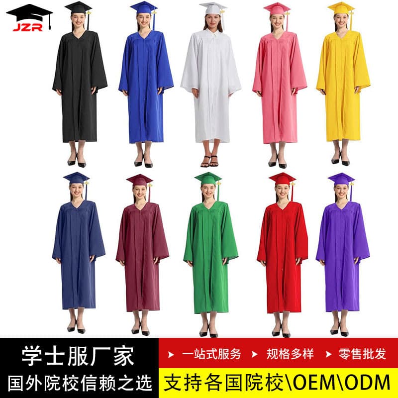 Cross-border Woven Bachelor Gown for College Graduation Photo, Adult Academic Regalia Set with Cap and Hood