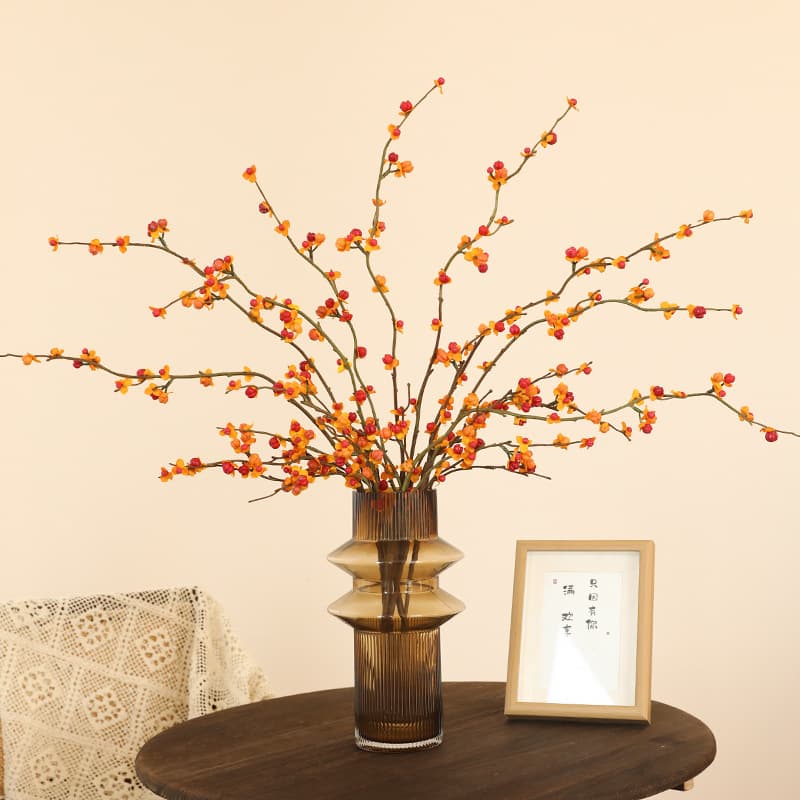 New Chinese Retro Celastrus Orbiculatus Artificial Fruit Branch Fortune Fruit Persimmon Home Clothing Store Decoration