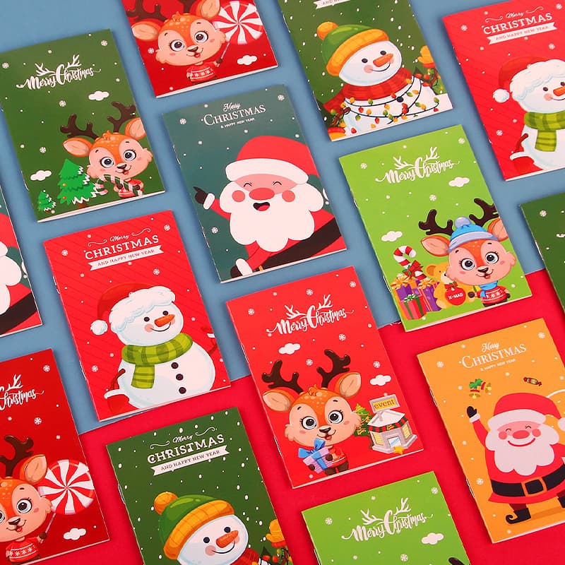 Cartoon Christmas Small Notebook, Portable Pocket Notebook for Students and Children, Christmas Festival Small Gift