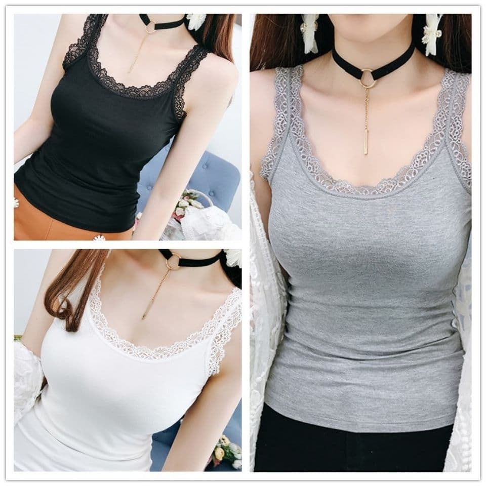 [Factory Direct] Sweet Lace Trimmed Camisole Tank Top for Women, Spring/Summer Korean Style Thin Inner Layer Sleeveless Top