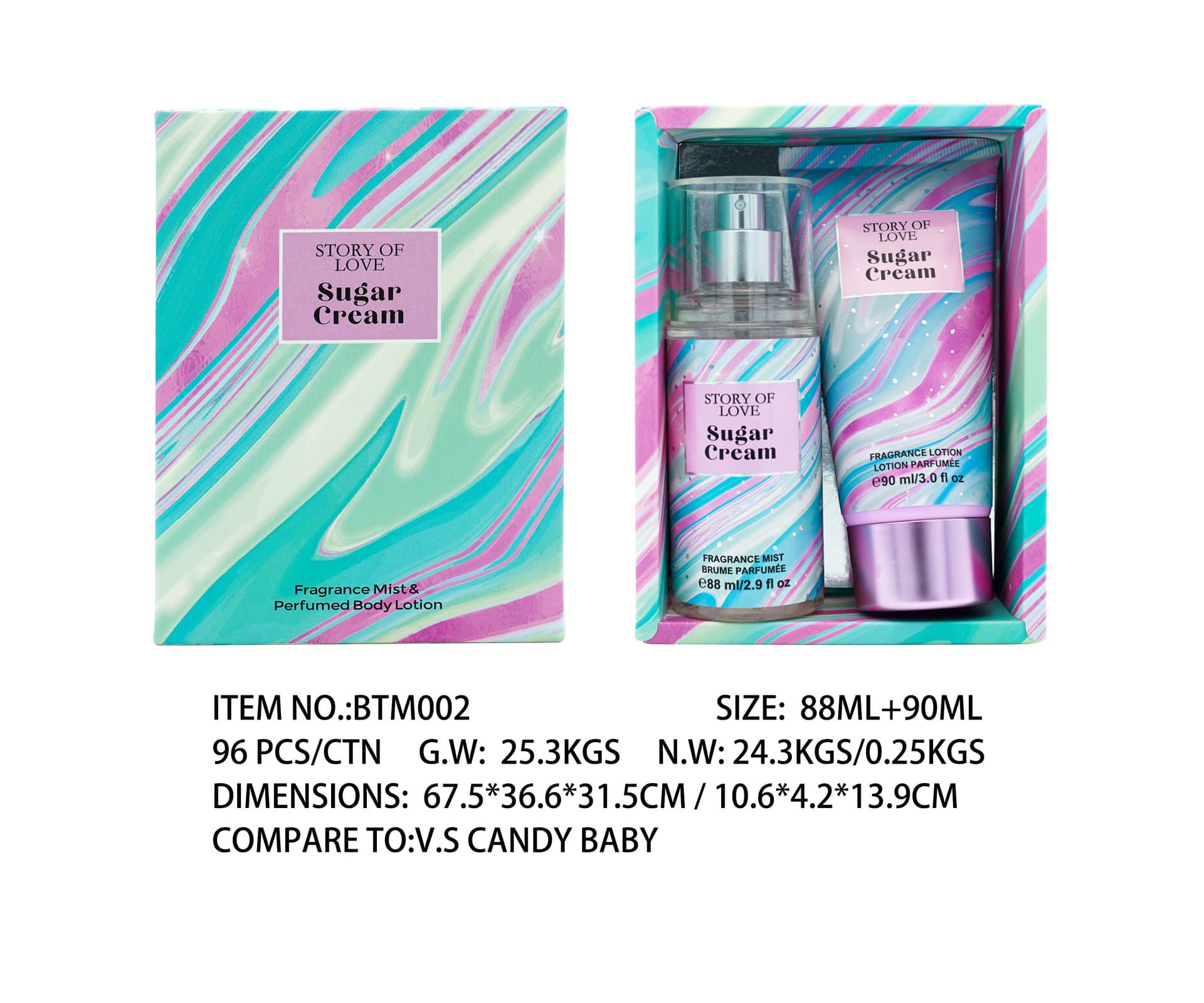 Body Mist Perfume Cross-border Export Perfume Body Lotion Set for Men and Women Body Spray Hot Seller