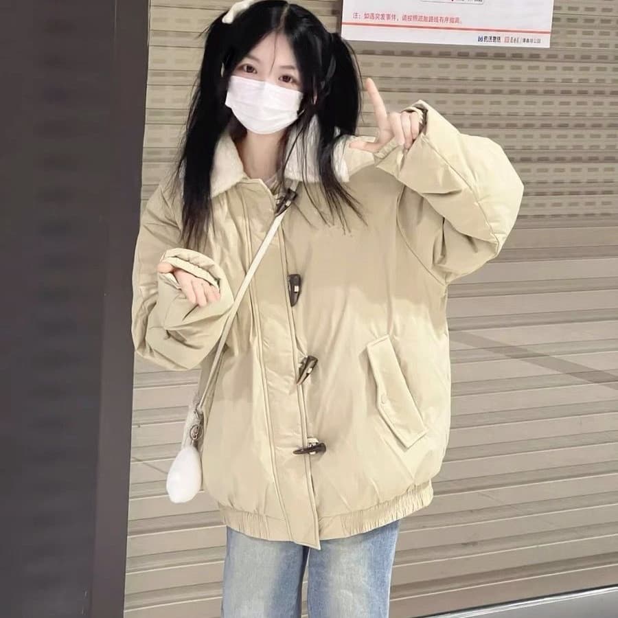 Korean Trendy Fleece-Lined Cotton Coat for Women, New Autumn/Winter Loose Fit, Thickened and Quilted Jacket, Ins Style