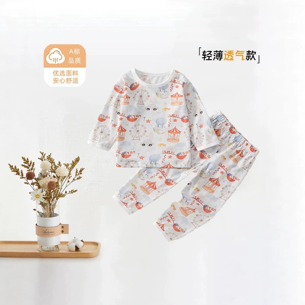 Kids Long-Sleeve Cotton Pajama Set, Seamless Comfort Homewear for Boys and Girls, 2026 New Style Air Conditioning Wear