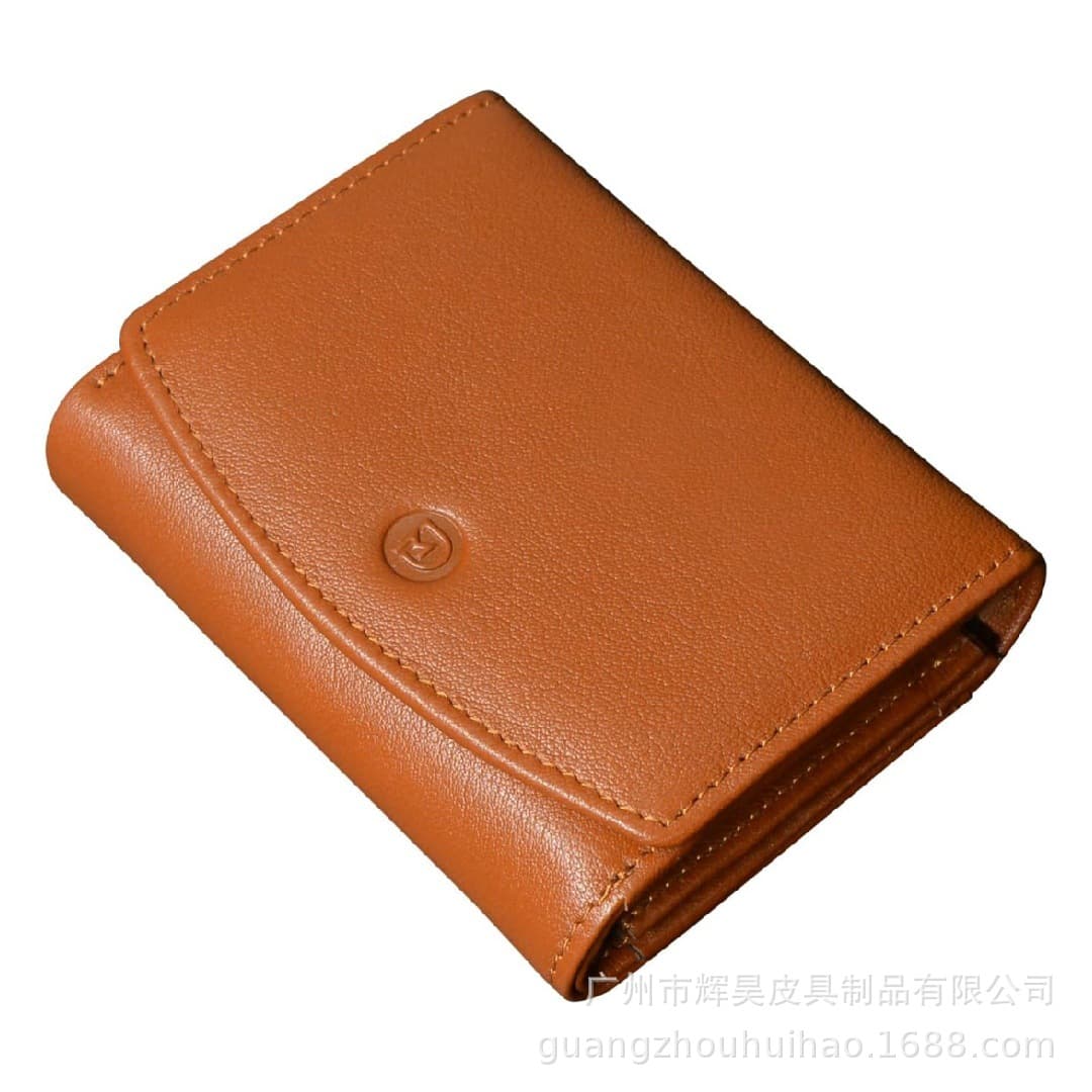 Amazon Japan Genuine Leather Organ Card Slot Men's Small Wallet Soft Tree Paste Cowhide Short Half-fold Mini Wallet