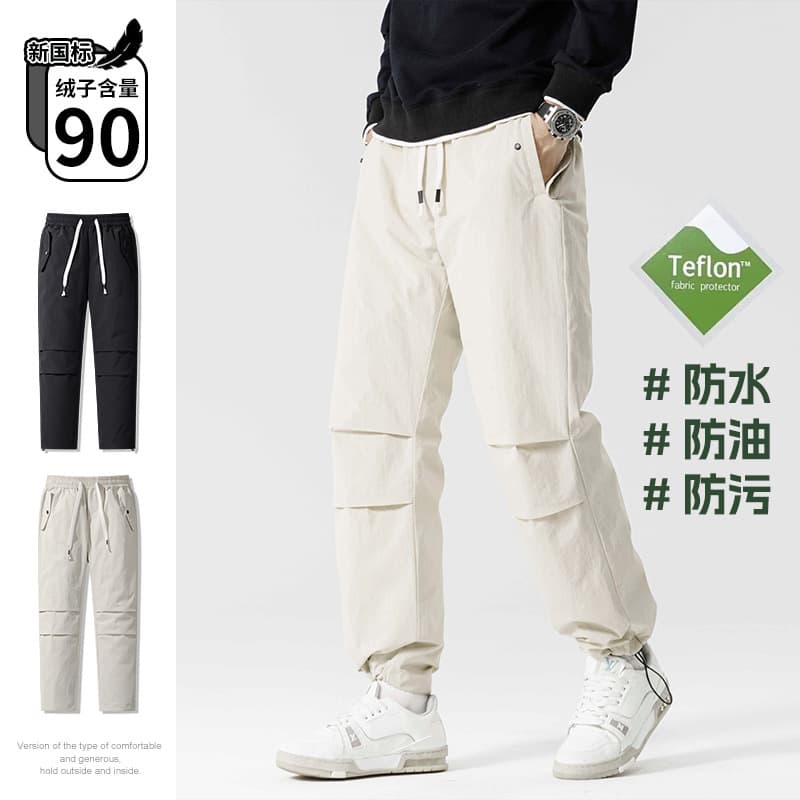 Cross-Border Down Storm Pants for Men, Graphene Heating Thickened Warmth, Two-Way Opening, Live Stream Hot Seller, Mountain Style Workwear Outdoor