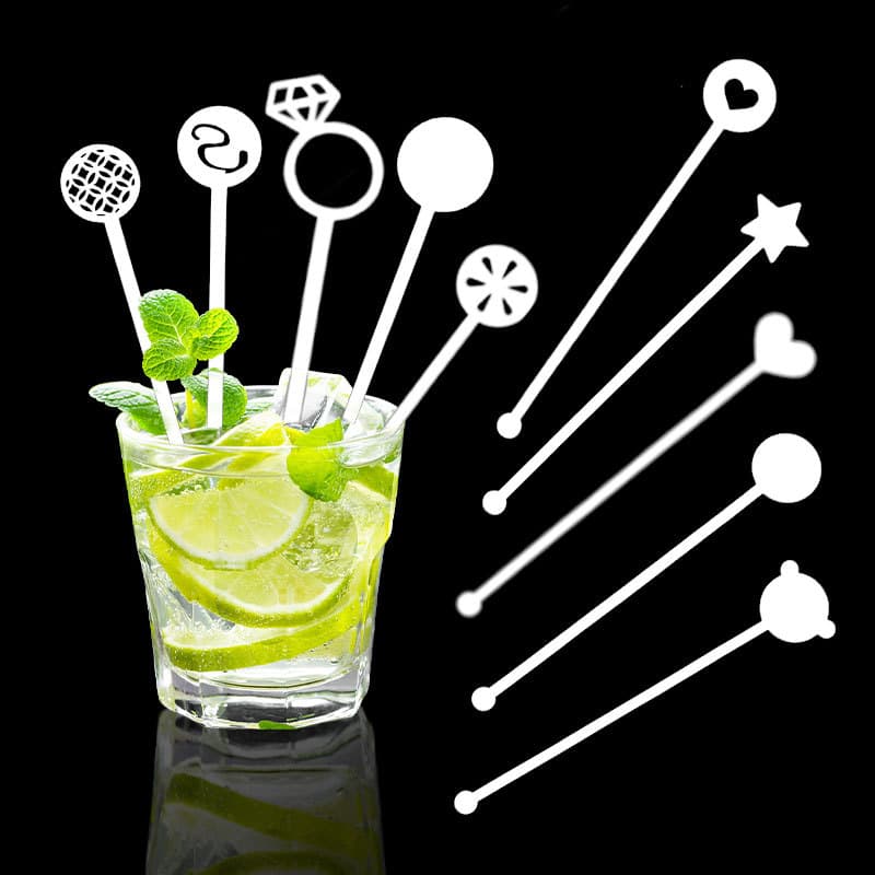 Cross-Border New Irregular Shape Acrylic Beverage Coffee Cocktail Stirring Stick Bar Party Drink Label