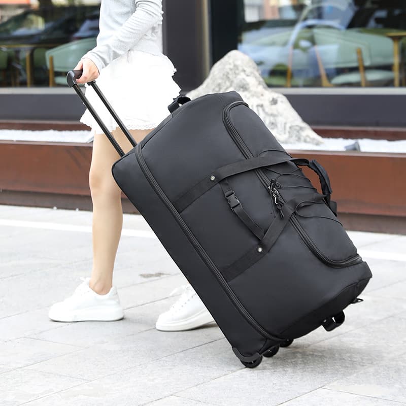 Large Capacity Rolling Duffel Bag Carry-On Checked Bag Foldable Travel Bag with Wheels for Men Moving Work Luggage Storage Bag
