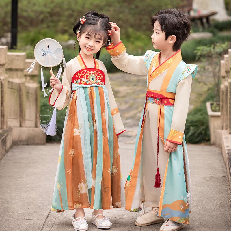 Children's Hanfu Unisex Guoxue Scholar Outfit Chinese-style Ancient Dance Performance Chorus "Three Character Classic" Performance Costume