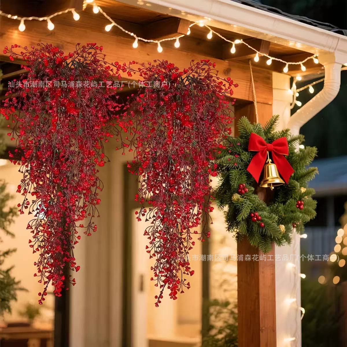 Cross-border Amazon Hot Seller - 69-Eye Christmas Red Bells Wall Hanging Vine Decorations