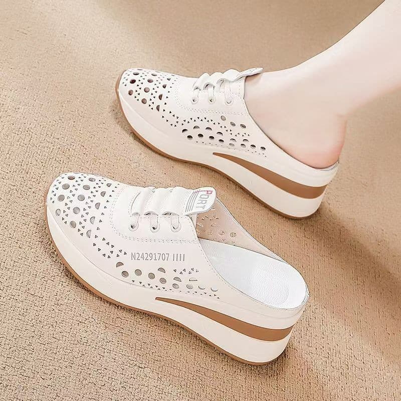 Export Breathable Open Toe Covered Toe Mule Sandals for Women, Summer Hot-selling Wedge Heel Thick Sole Lightweight Comfortable