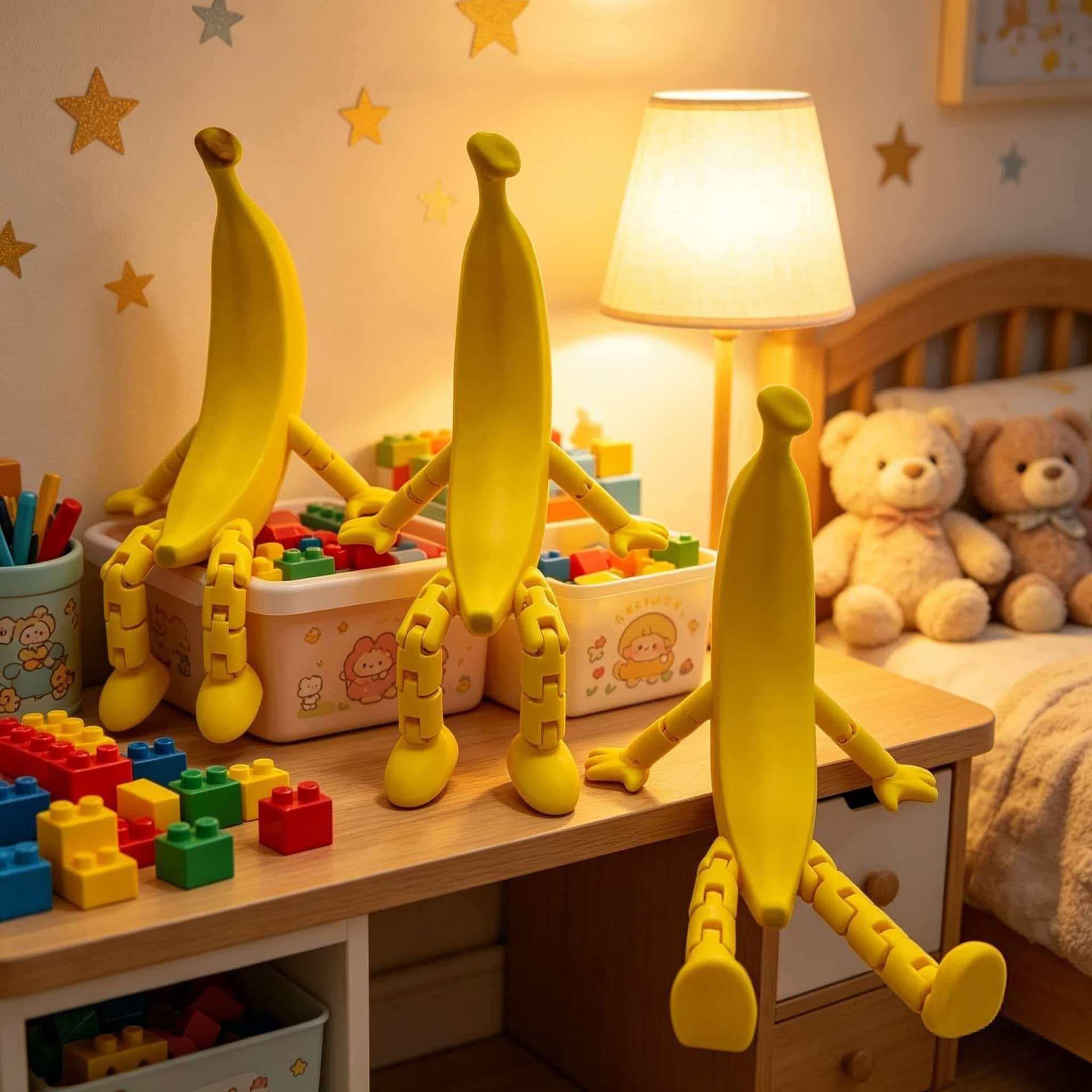 Reject anxiety, worry-free desktop decoration gift, 3D printed naughty banana, minion with movable joints