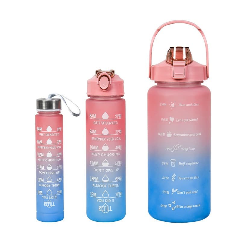 Large Capacity Transparent Space Bottle High-End Gift Cup Plastic Bottle Outdoor Sports Water Bottle Three-Piece Set