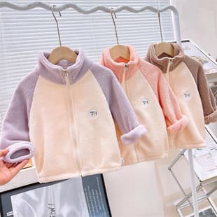 Children's Coat Spring Autumn Winter Sweet Puff Velvet Outdoor Cardigan Baby Jacket for Boys and Girls Kids Clothing
