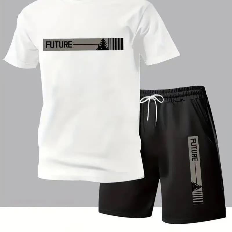 2025 Cross-Border Summer European and American Men's Short-Sleeved Suit Men's Casual Sports Suit T-Shirt Loose and Breathable