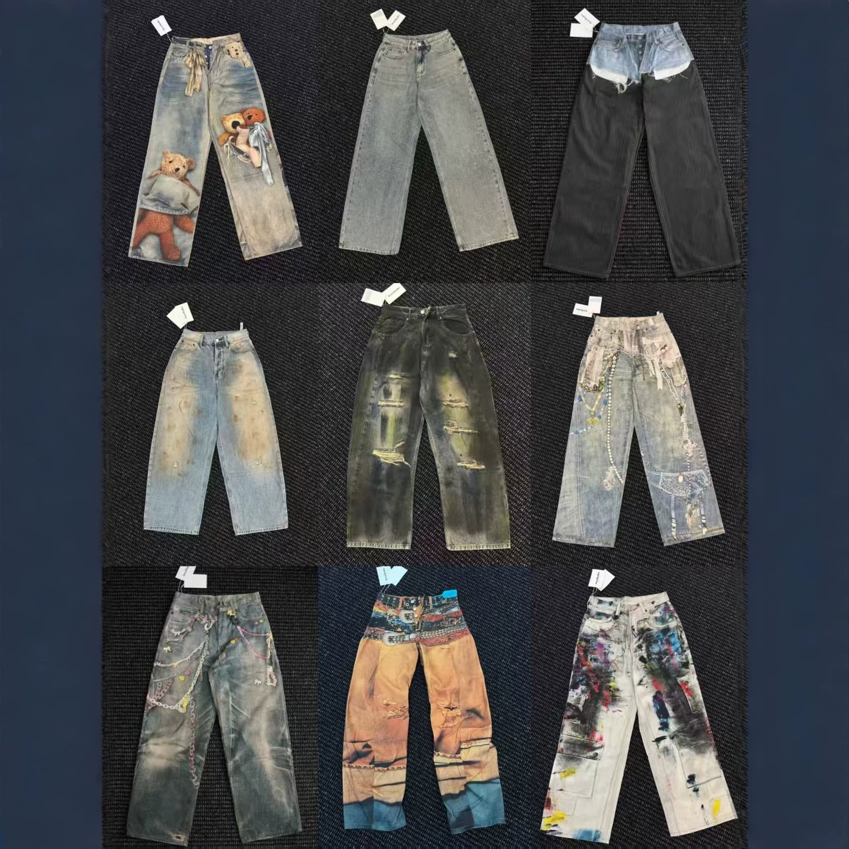 Complete three standards in stock, AC popular heavyweight digital laser print washed distressed jeans wholesale AC jeans