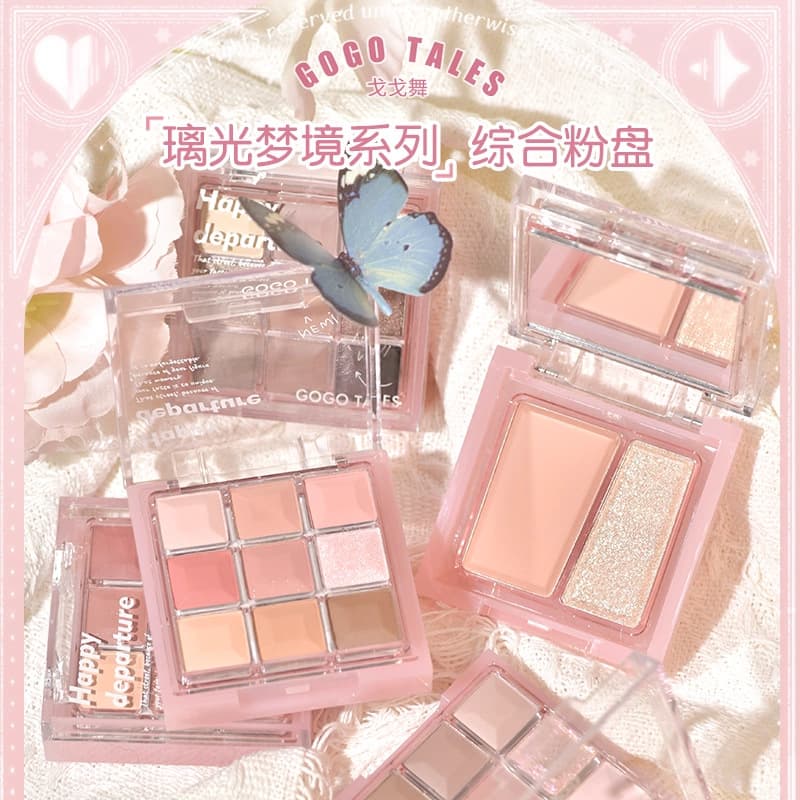 Gogowave Dreamy Glaze All-in-One Eyeshadow, Blush & Highlighter Palette - Pearl & Matte Caramel Pink Brown Earth Tones