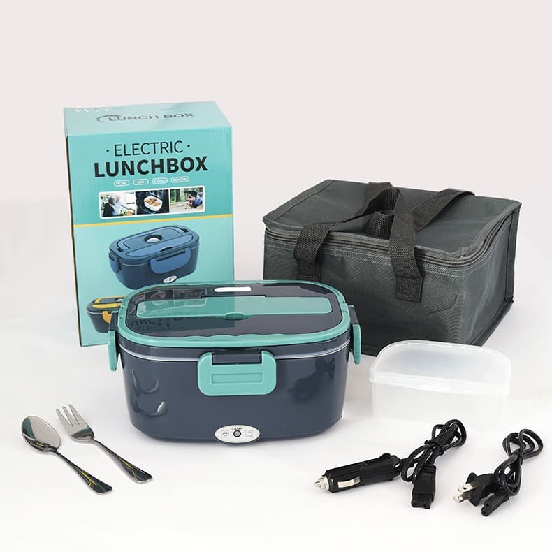 Hot-selling black electric lunch box from cross-border e-commerce, stainless steel, suitable for both home and car use, plug-in and insulated.