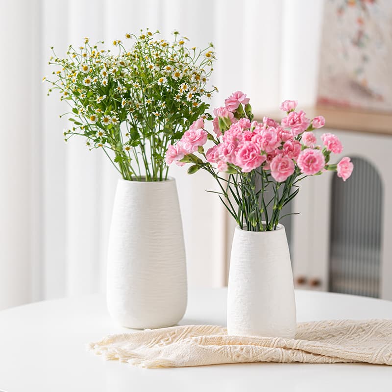 Simple Modern Ceramic Vase Home White Round Vase Ceramic Chinese Crafts Home Furnishings Cross-Border Hot Sale