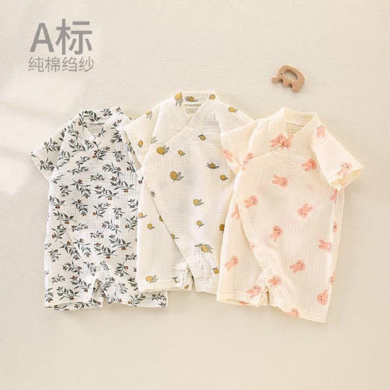 Baby Romper Summer Thin Cotton Gauze Short Sleeve Kimono Bodysuit Crawling Suit Sleepwear