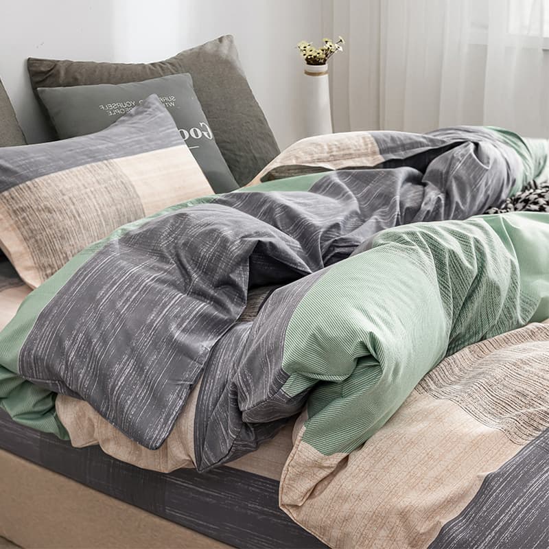 Washed Cotton Four-Piece Fitted Bed Sheet Set for All Seasons 3 Bedding Duvet Cover Dormitory Bed Sheets Single Three-Piece Set for Men Summer 4
