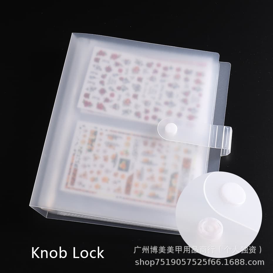 Japanese-style Nail Art Sticker Organizer Book with Clasp, Transparent Frosted Sticker Large-Capacity Storage Album, Nail Decal Display Book