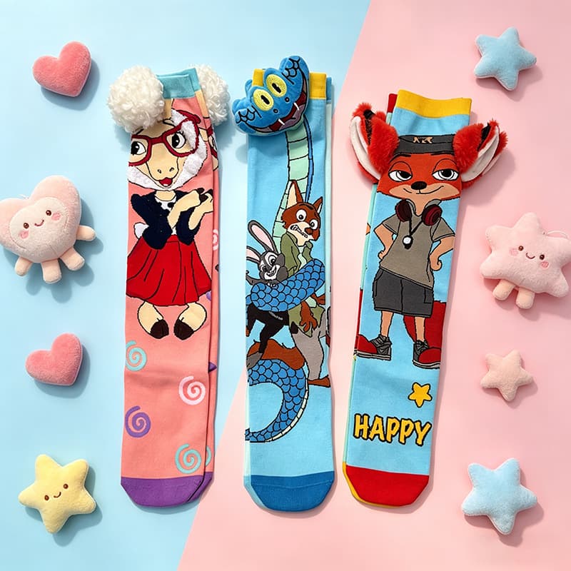 Cross-border Europe and America Zootopia Cartoon Socks Rabbit Ears Unicorn Kids Knee-High Socks Funny Trendy Socks