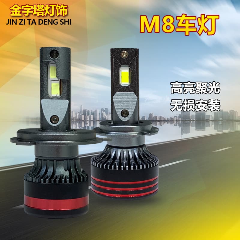Pyramid Lamp Cross-Border New M8 LED Car Headlight High Brightness Focused LED Light
