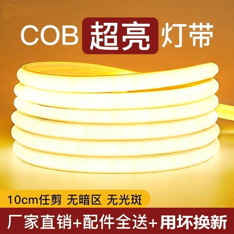 Ultra Bright 220V Silicone COB LED Strip Light, No Dark Area, Rainproof, Indoor Outdoor LED Strip Light for Living Room Linear Lighting