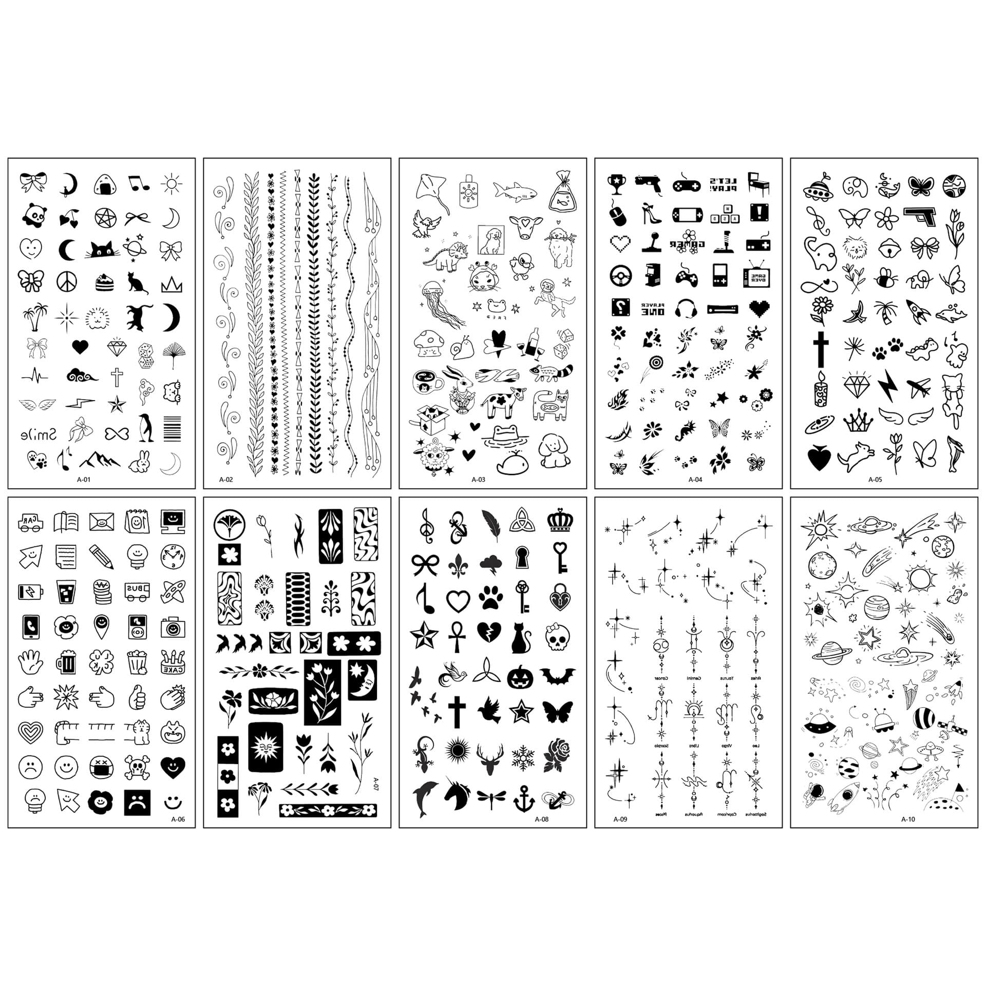 New Cross-Border Finger-Sized Small Tattoo Stickers with High-End English Letters and Butterfly Patterns, Temporary Tattoo Stickers