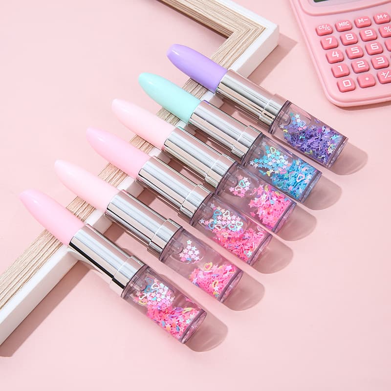 New 2024 creative stationery Internet celebrity girl heart lipstick gel pen cute student water pen ins wind sand pen