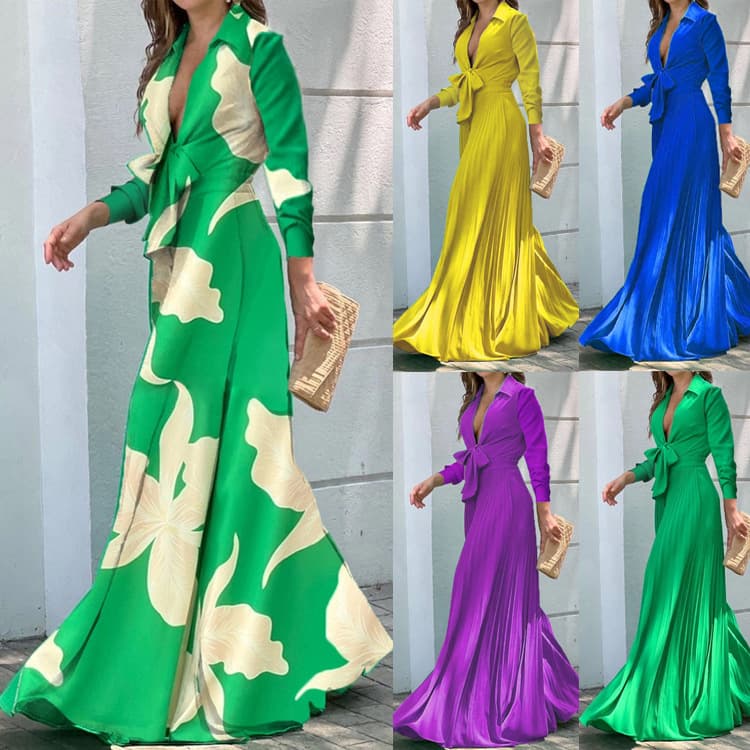 2022 cross-border European and American clothing summer new fashion V-neck sleeveless lapel printed loose wide-leg jumpsuit for women