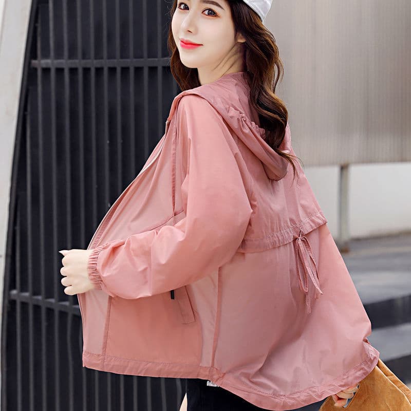 Women's Sunscreen Jacket, 2022 Summer Long Sleeve Ice Silk Sun Protection Short Crop Thin Breathable Jacket