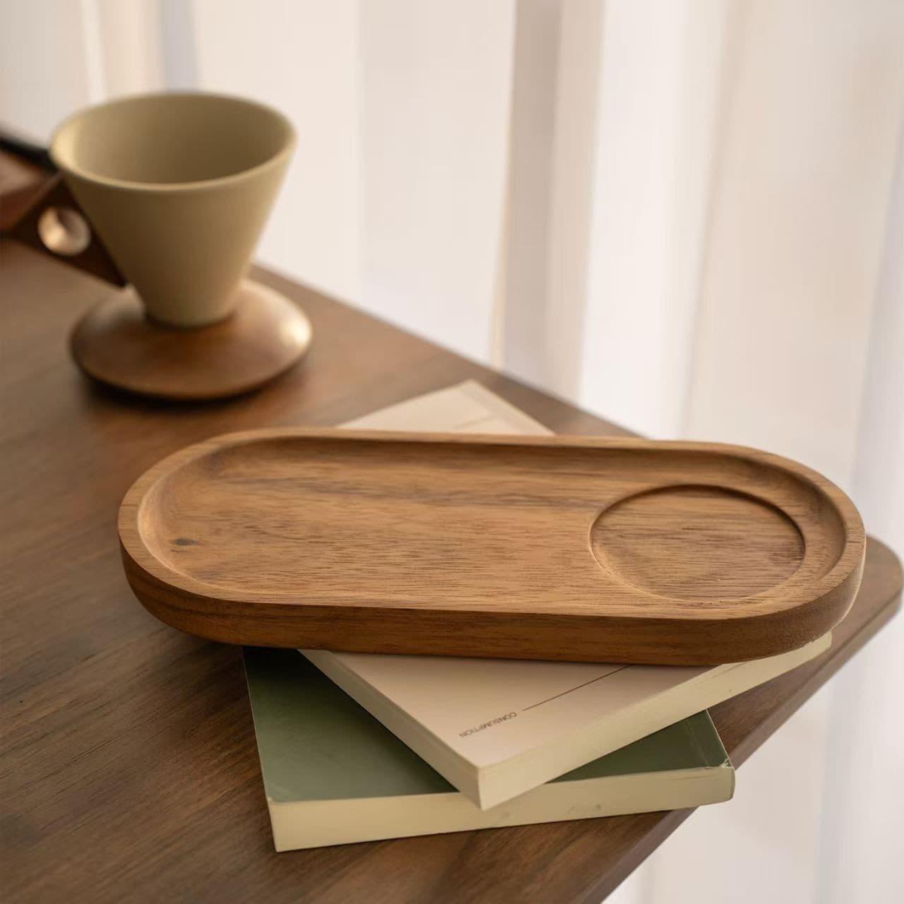 Walnut coffee tray popular living room snack tray oval high-end dinner plate exquisite afternoon tea snack tray