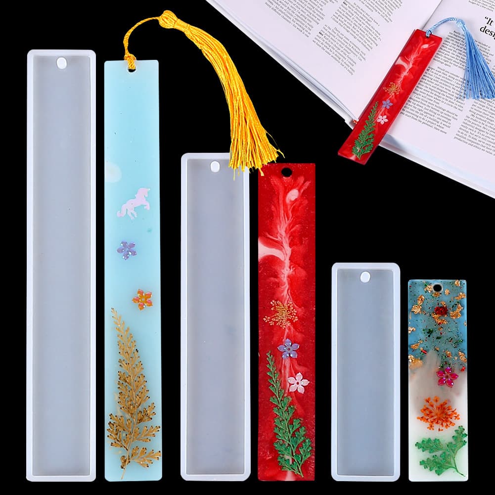 DIY Crystal Epoxy Blank Bookmark Mold, Epoxy Ruler Mold, Mirror Bookmark Decoration Pendant Silicone Mold