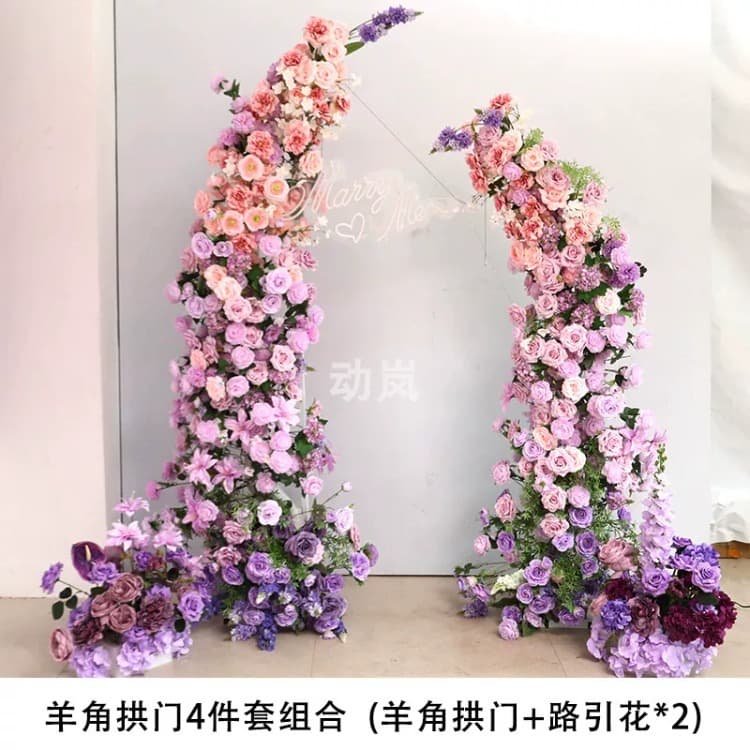 Purple Hanging Flower Row Hotel Wedding Welcome Road Guide Decorative Artificial Silk Flower Arrangement