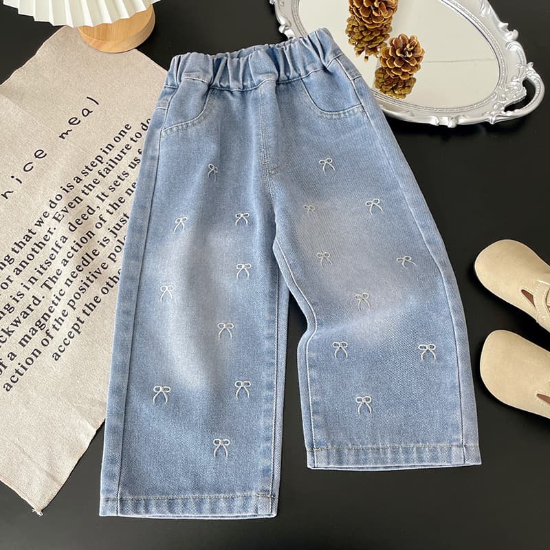 Girls' Jeans 2026 Spring New Straight-Leg Wide-Leg Washed Soft Denim Toddler Girls Versatile Loose Long Pants