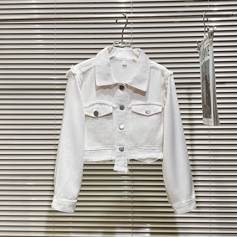 Girls' Spring and Autumn New Denim Jacket 2026 New Loose Korean Style Children's Turn-down Collar Frayed Hem Trendy Short Top
